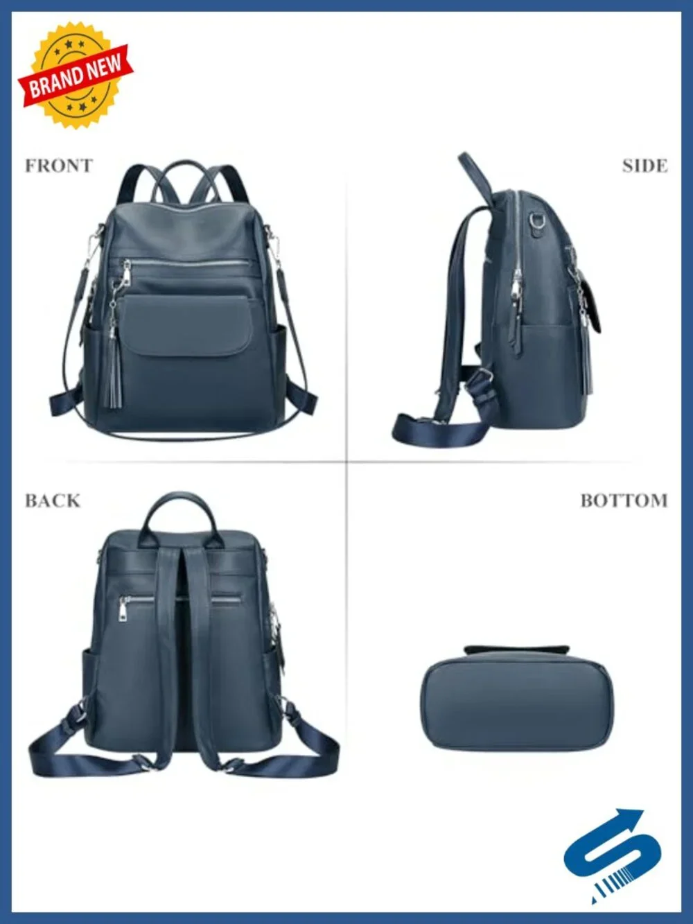 Genuine Leather Convertible Backpack Purse for Women with Tassel Accent,